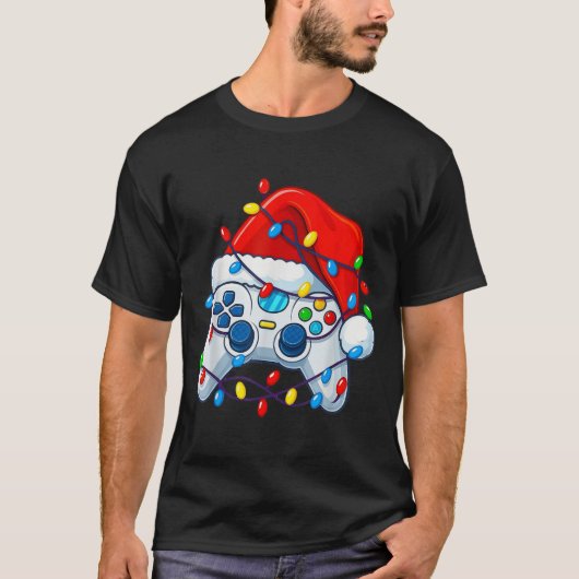 T-shirt Video Game Controller Christmas Santa Hat Gamer Fu (Devant)