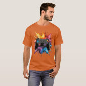 T-shirt Video Game Controller Colorful Paint Splashes Game (Devant entier)