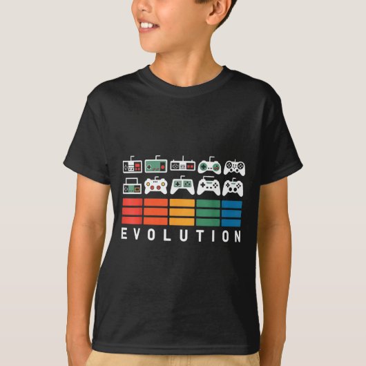 T-shirt Video Game Controller Evolution 80s 90s Retro Gami (Devant)
