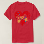 T-shirt Video Game Controller Heartbeat Valentine's Gamer  (Design devant)