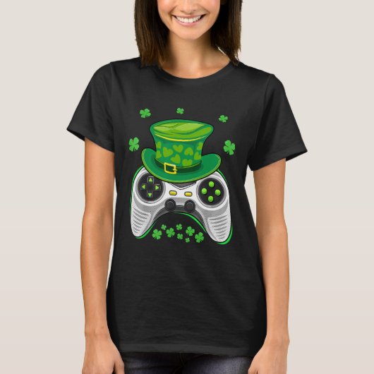 T-shirt Video Game Controller Shamrock Gamer St Patricks D (Devant)