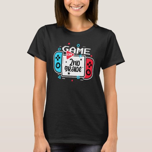 T-shirt Video Game On 2nd Grade Cool Kids Team Second Back (Devant)