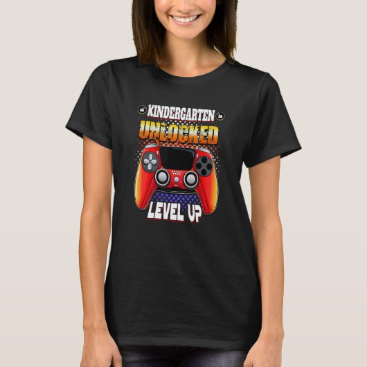 T-shirt Video Gamer Back To School Kindergarten Unlocked (Devant)