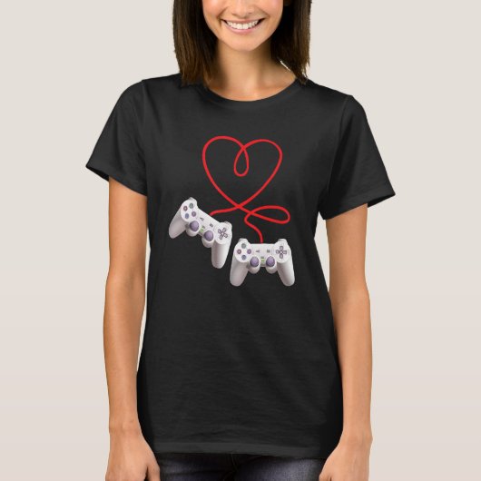 T-shirt Video Gamer Heart Controller Valentine's Day  Kids (Devant)