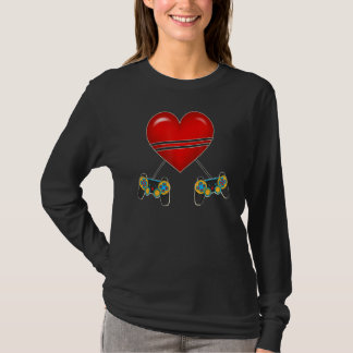 T-shirt Video Gamer Heart Controllers Valentines Day Love 