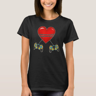 T-shirt Video Gamer Heart Controllers Valentines Day Love 