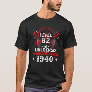 T-shirt Video Gamer Level 82 Déverrouillé Awesome 1940 82E