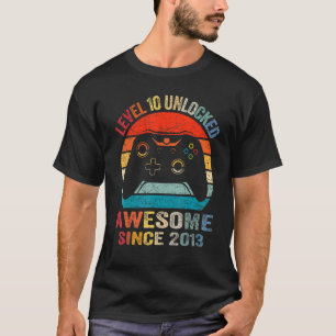 T-shirt Video Gamer Niveau 10 Déverrouillé Awesome 2013 10