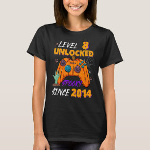 T-shirt Video Gamer Niveau 8 déverrouillé 8e anniversaire