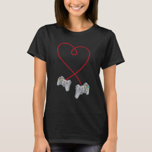 T-shirt Vidéo Gamer Valentines Coeur de Jour Avec Contrôle