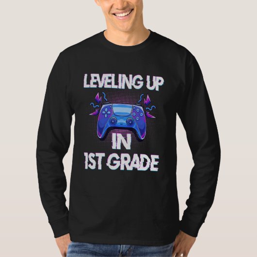 T-shirt Video Gaming  for students Leveling up in First Gr (Devant)