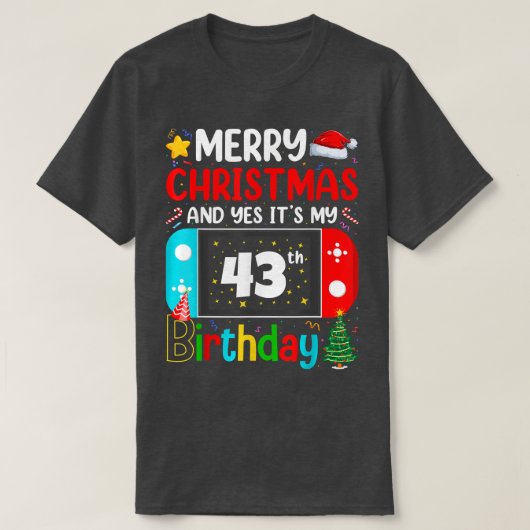 T-shirt Vidéo Joyeux Noël à l'amateur Oui C'est mon 43e  (Design devant)