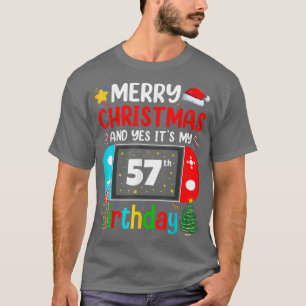 T-shirt Vidéo Joyeux Noël à l'amateur Oui C'est mon 57e 