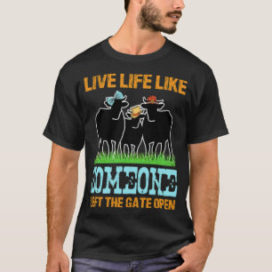 T-shirt Vie Comme Quelqu'Un A Quitté La Porte Ouvert noir