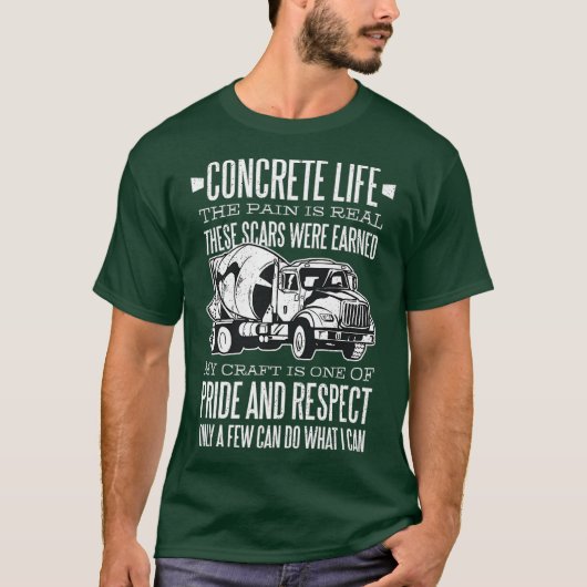 T-shirt Vie concrète Fierté et respect Construction (Devant)