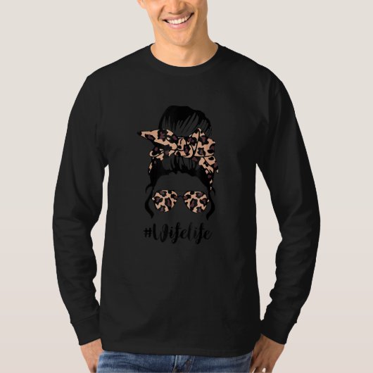 T-shirt Vie de femme classique avec Leopard Messy Bun D de (Devant)