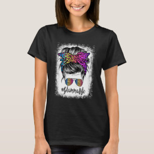 T-shirt Vie de glamme blanchie Rainbow Leopard Messy Bun
