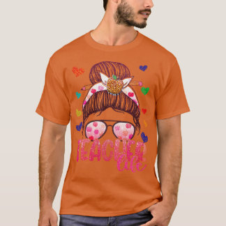 T-shirt Vie de l'enseignant Messy Bun Joyeux premier jour