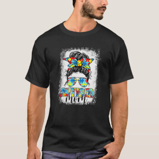 T-shirt Vie de maman autiste chignon désordonné lunettes d