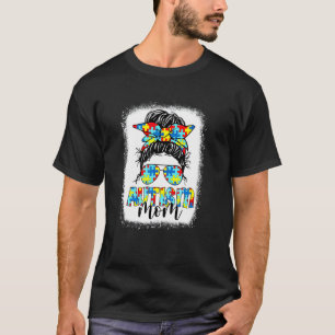 T-shirt Vie de maman autiste chignon désordonné lunettes d