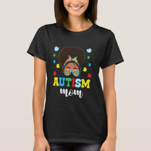 T-shirt Vie de maman autiste Nœud désordonné Femmes Afro n