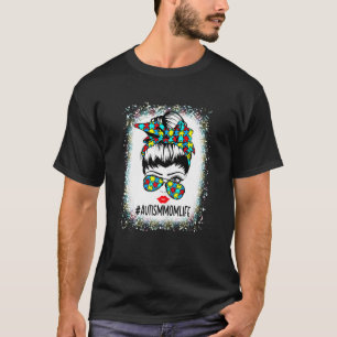 T-shirt Vie de maman de l'autisme féminin Bandeau lunettes