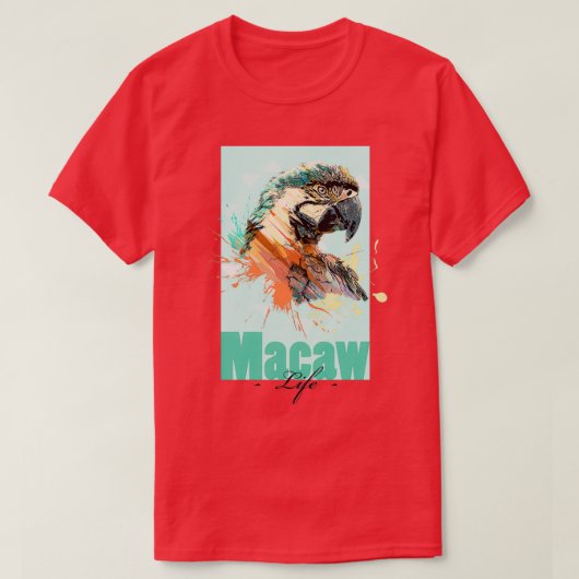 T-shirt Vie de perroquet de Macaw Aquarell (Design devant)