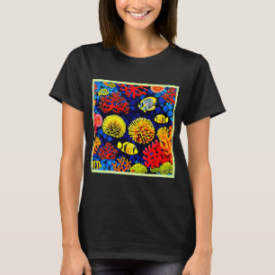 T-shirt Vie de récif sous-marin design lumineux