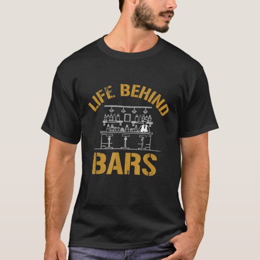 T-shirt Vie Derrière Les Bars Funny Bartender Prison Pun M (Devant)