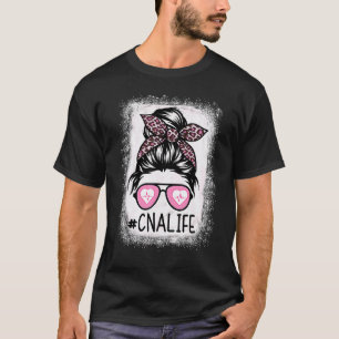 T-shirt Vie d'infirmière Cna décolorée Tignon léopard rose
