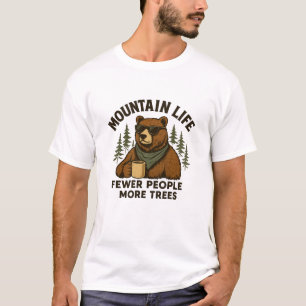 T-shirt Vie en montagne, moins de gens, plus d'arbres, caf