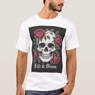 T-shirt "Vie & Fleur - Crâne et art gothique Rose"