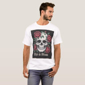 T-shirt "Vie & Fleur - Crâne et art gothique Rose" (Devant entier)