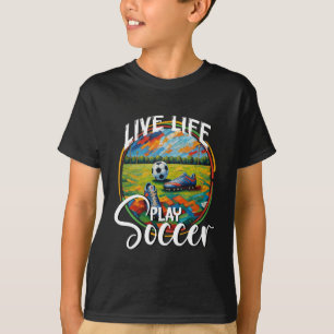 T-shirt Vie Live Jouer Soccer, Soccer Enfants Ventilateur