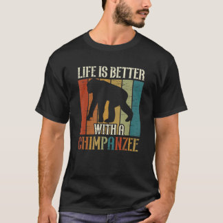T-shirt Vie Meilleure Avec Le Chimpanzé Chimp Ape Faune M
