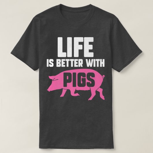 T-shirt Vie Meilleure avec les cochonsPigletPig Lover Prem (Design devant)
