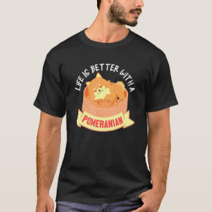 T-shirt Vie Meilleure Avec Pomeranian Pommy Pom Propriétai