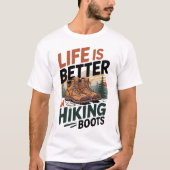 T-shirt Vie Meilleure Dans Les Boots Randonnées (Devant)