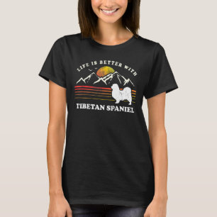 T-shirt Vie Meilleure Espagnol Tibétain Vintage Chien Mama