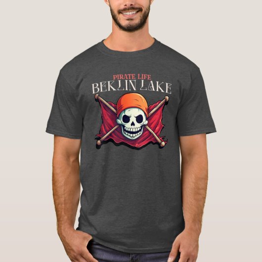 T-shirt Vie pirate, crâne et drapeau (Devant)