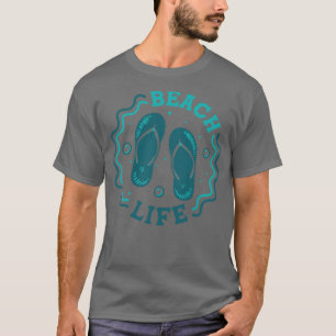 T-shirt Vie Plage Amusant Été Flip Flop Badge