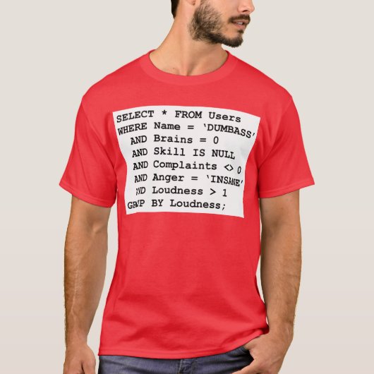 T-shirt Vie réelle SQL (Devant)