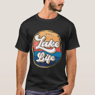 T-shirt Vie Rétro au Lac au Coucher du Soleil Hommes et Fe