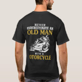 T-SHIRT VIEIL HOMME AVEC UNE MOTO (Dos)