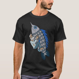 T-shirt Vieil Homme et Poisson — Dessin Humoristique Hemin