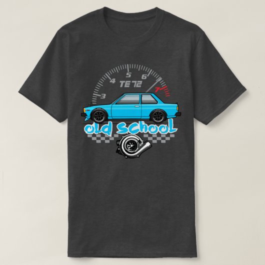 T-shirt vieille école cyan (Design devant)