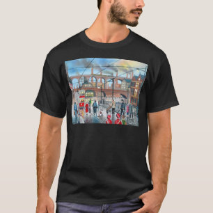 T-shirt Vieille peinture à l'huile de train de viaduc de