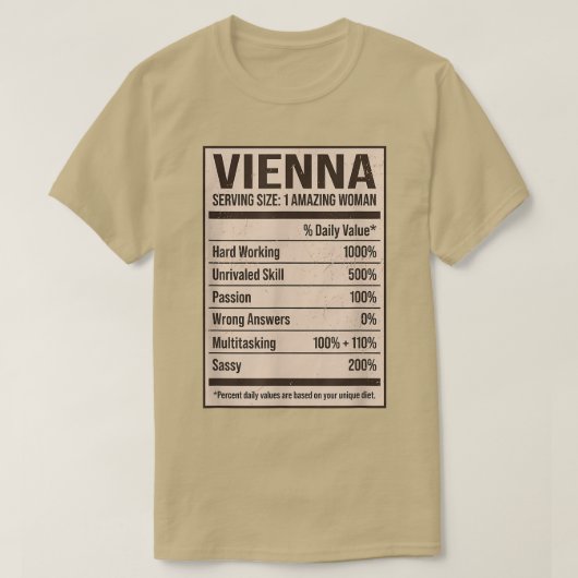 T-shirt Vienna Nutrition Facts Nom Nicks Alias Title F (Design devant)