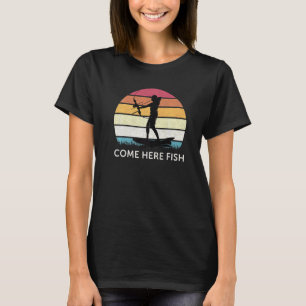 T-shirt Viens ici pêche à l'arc de pêche à l'arc vintage
