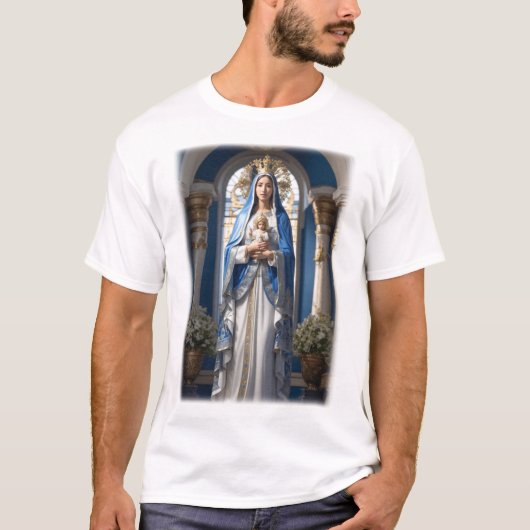 T-shirt Vierge Marie tenant Bébé Jésus (Devant)